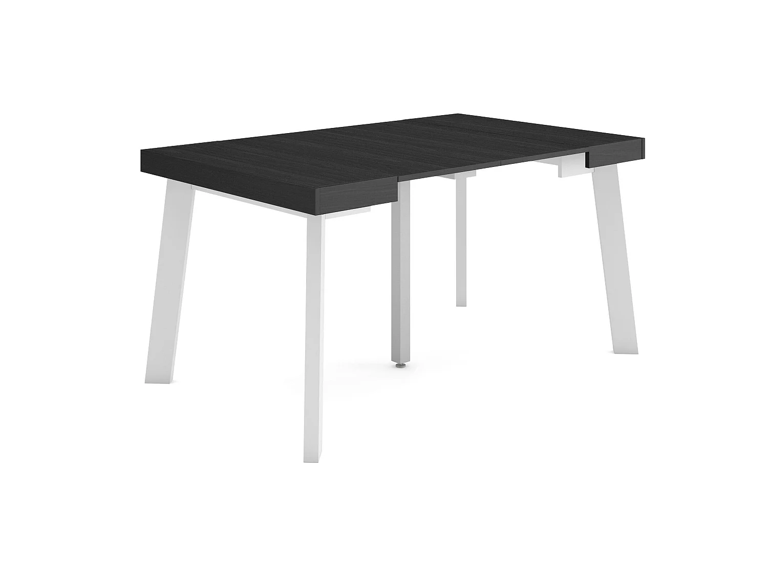 Uitschuifbare Consoletafel, 140x90x73cm, Voor 6 personen, Houten poten, Zwart