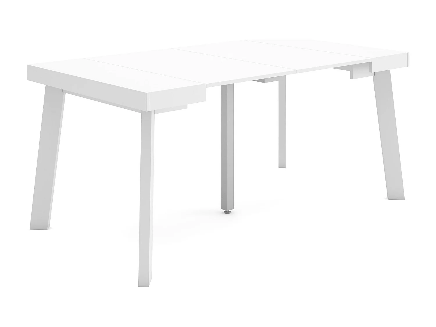 Consolle allungabile, 160x90x73cm, Per 8 persone, Gambe in legno, Bianco