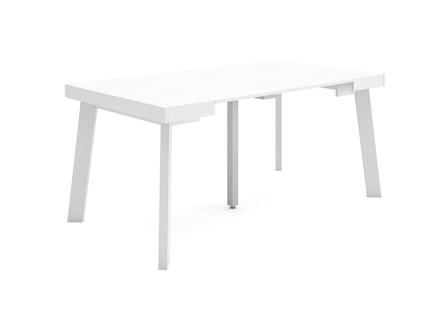 Uitschuifbare Consoletafel, 160x90x73cm, Voor 8 personen, Houten poten, Wit