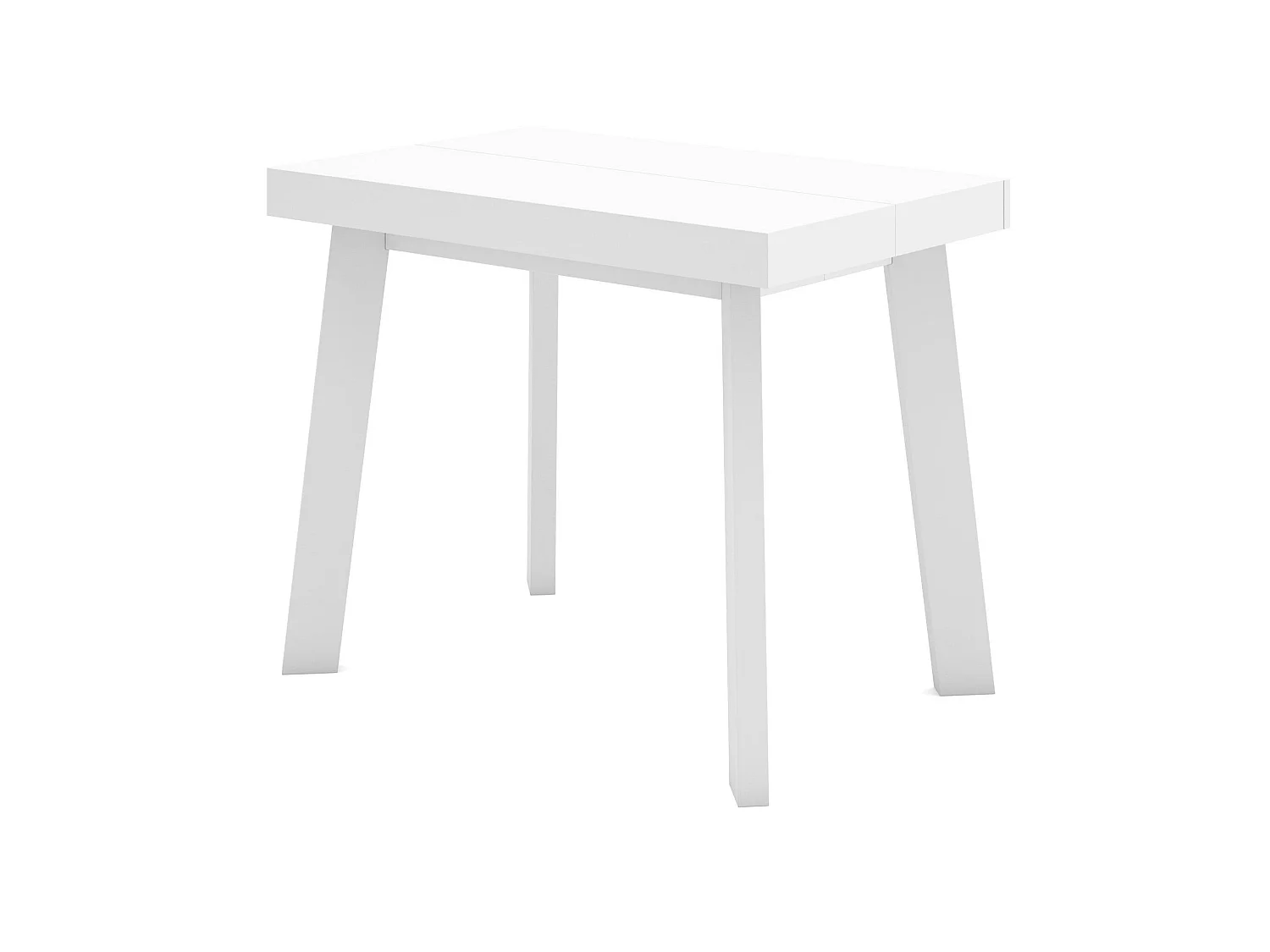 Uitschuifbare Consoletafel, 160x90x73cm, Voor 8 personen, Houten poten, Wit