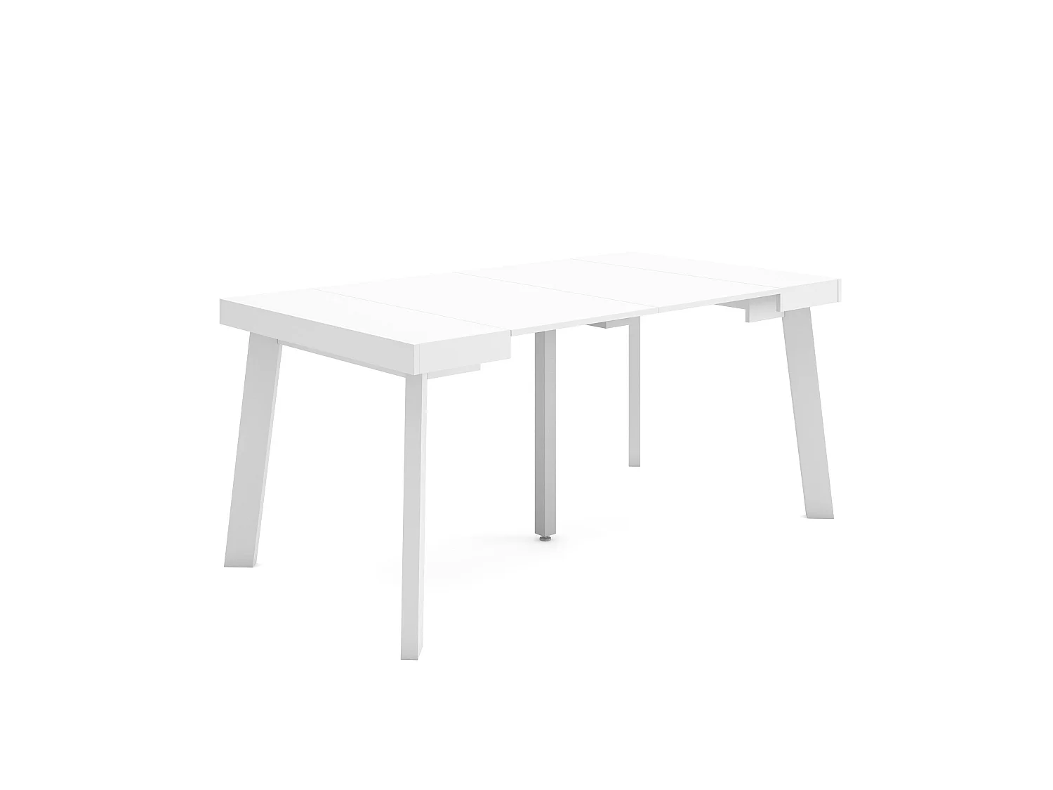 Table console extensible, 160x90x73cm, Pour 8 personnes, Pieds en bois, Blanc