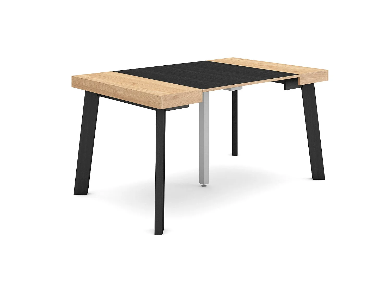 Uitschuifbare Consoletafel, 140x90x73cm, Voor 6 personen, Houten poten, Eiken/Zwart