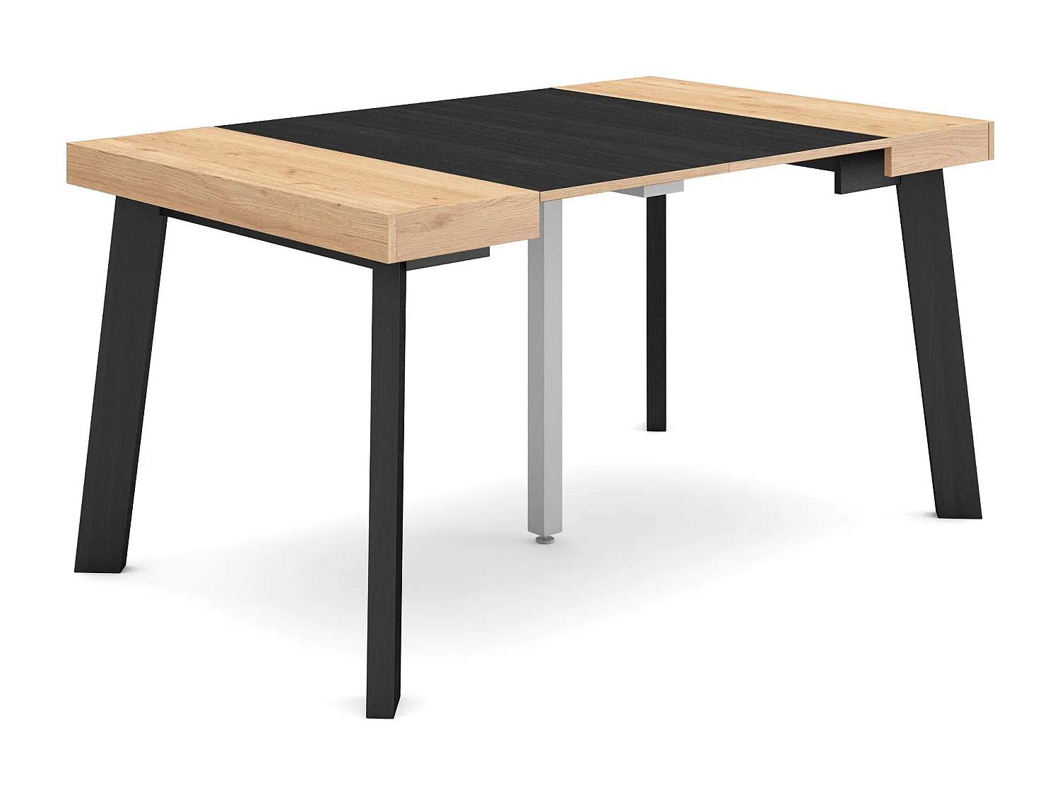 Mesa Consola Extensível, 140x90x73cm, Para 6 pessoas, Pés de madeira, Carvahlo e preto