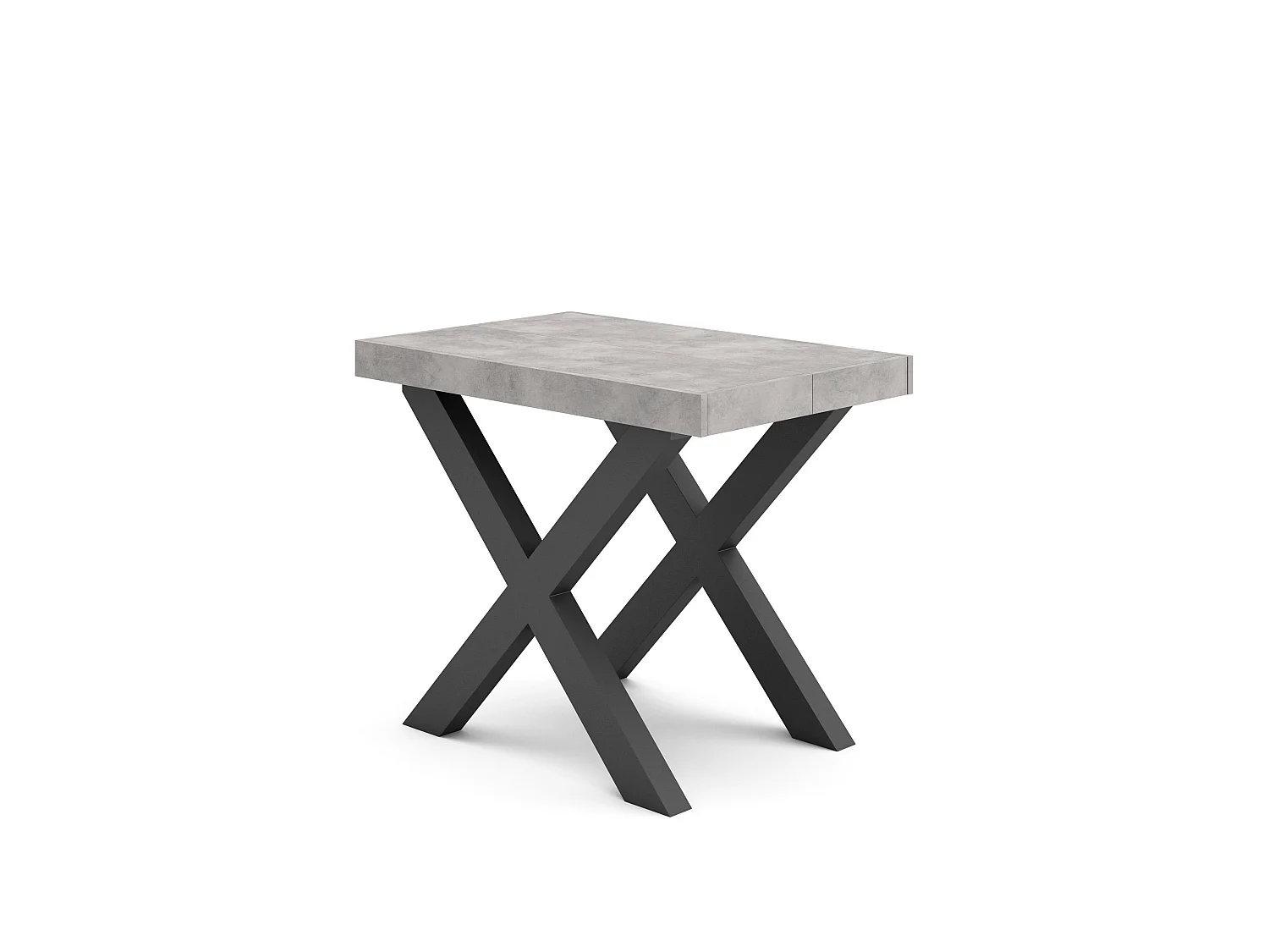 Uitschuifbare Consoletafel, 222x90x73cm, Voor 10 personen, Massief houten poten, Cement