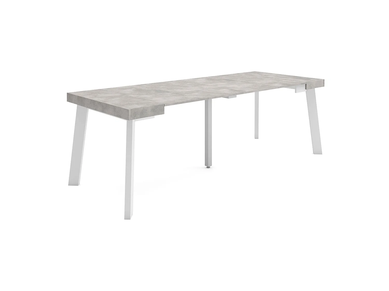 Table console extensible, 222x90x73cm, Pour 10 personnes, Pieds en bois, Ciment