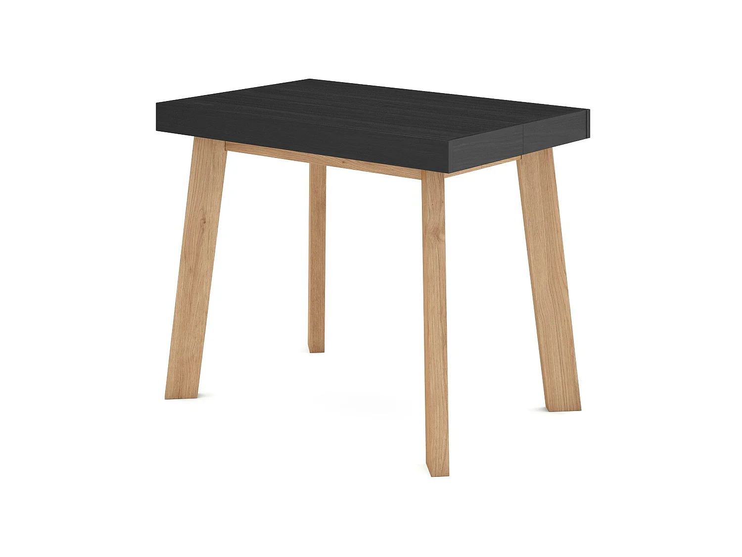 Uitschuifbare Consoletafel, 262x90x73cm, Voor 12 personen, Houten poten, Zwart/Eiken