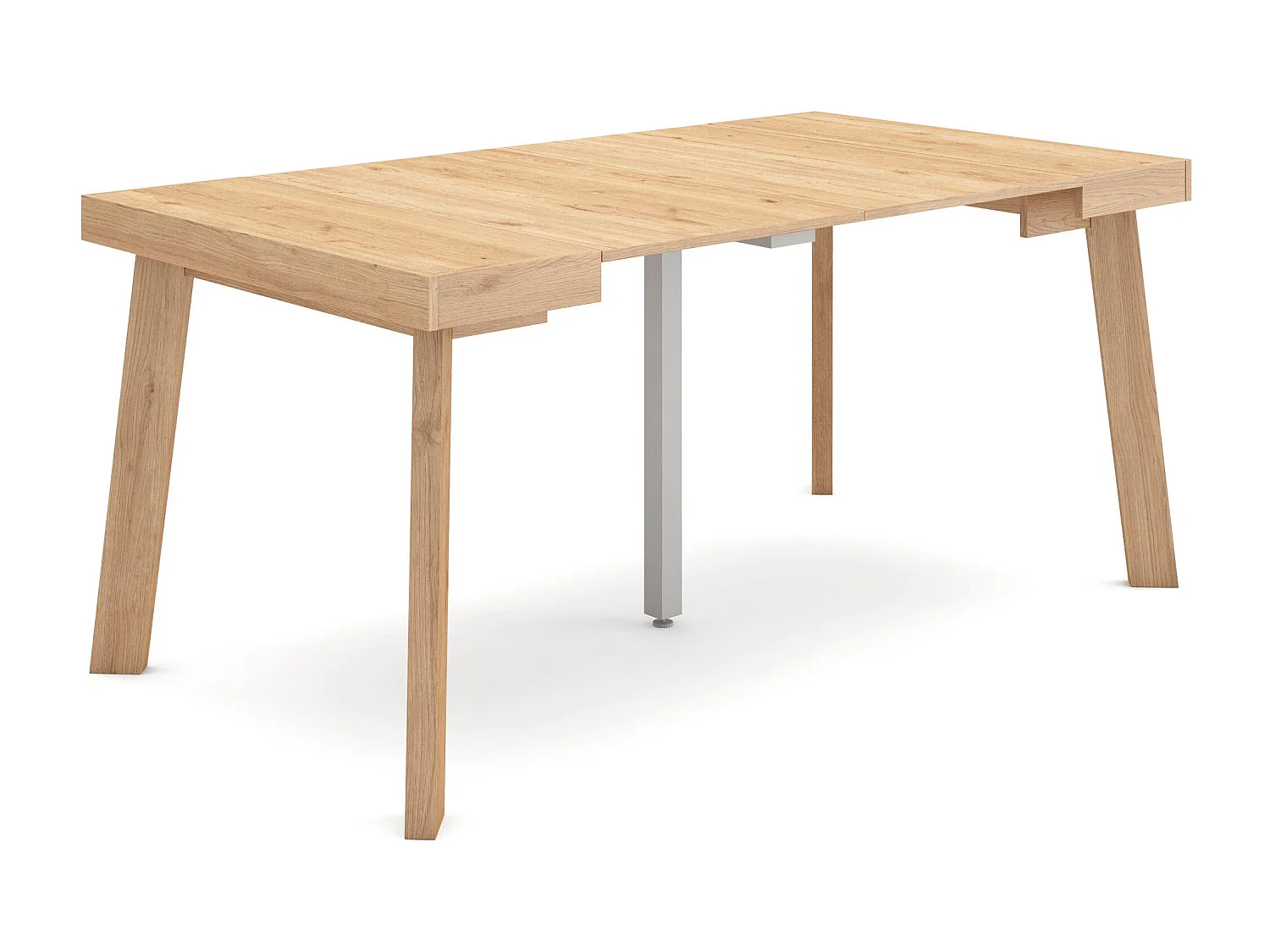 Table console extensible, 160x90x73cm, Pour 8 personnes, Pieds en bois, Chêne