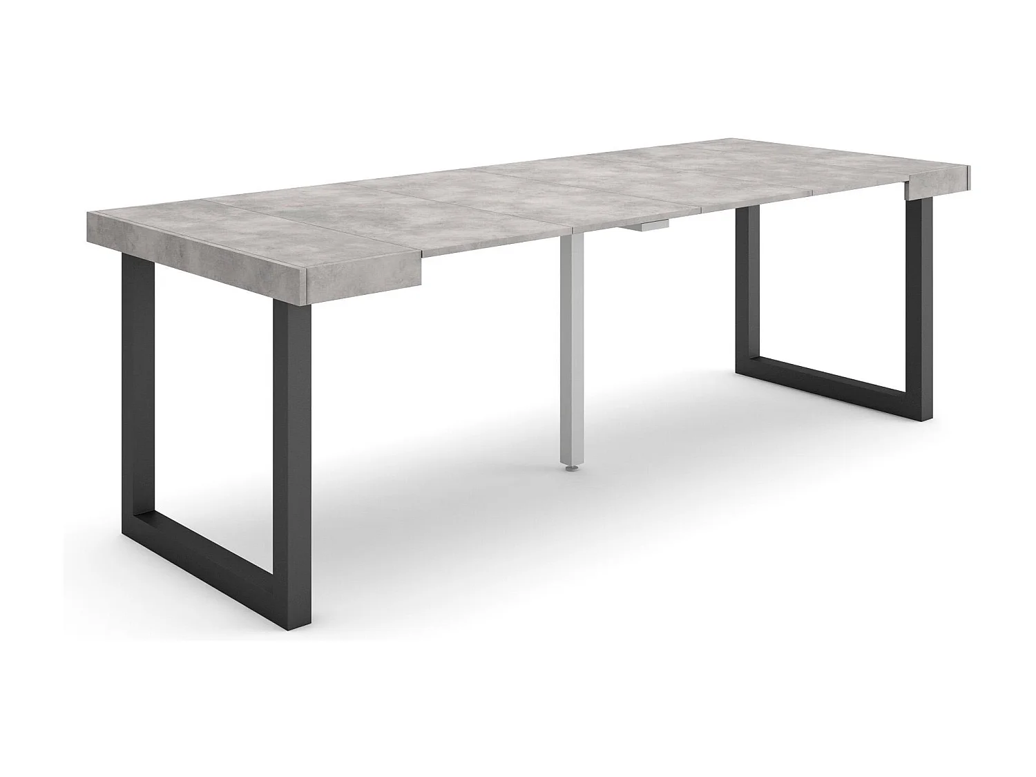 Ausziehbarertisch, 222x90x73cm, Für 10 Gäste, Massivholz Beine, Zement