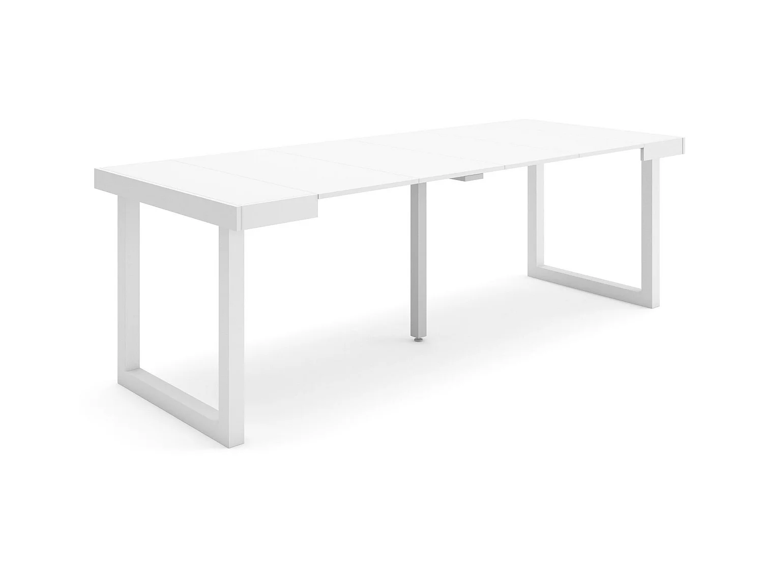 Mesa Consola Extensível, 222x90x73cm, Para 10 pessoas, Pés de madeira, Branco