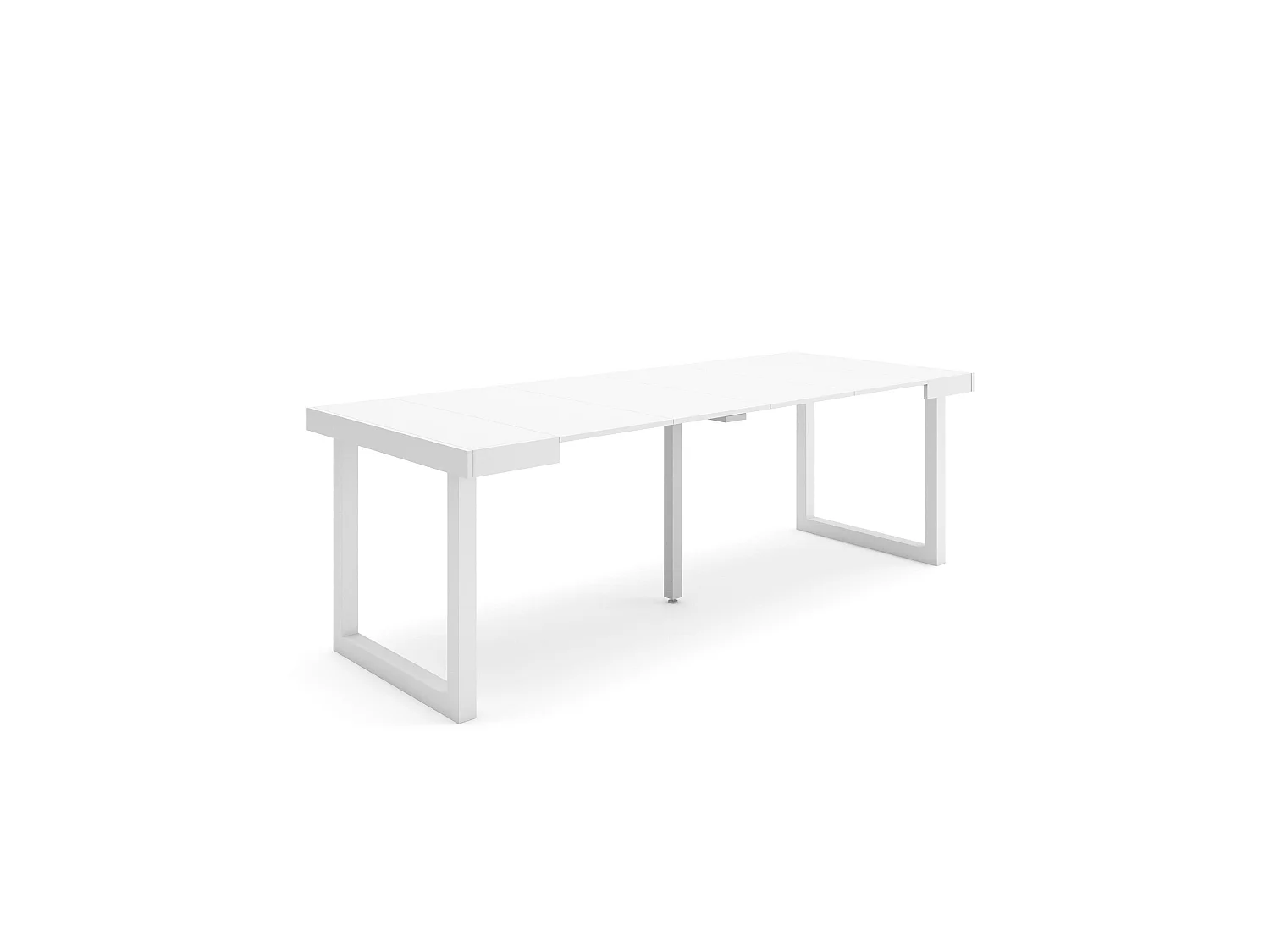 Ausziehbarertisch, 222x90x73cm, Für 10 Gäste, Massivholz Beine, Weiß