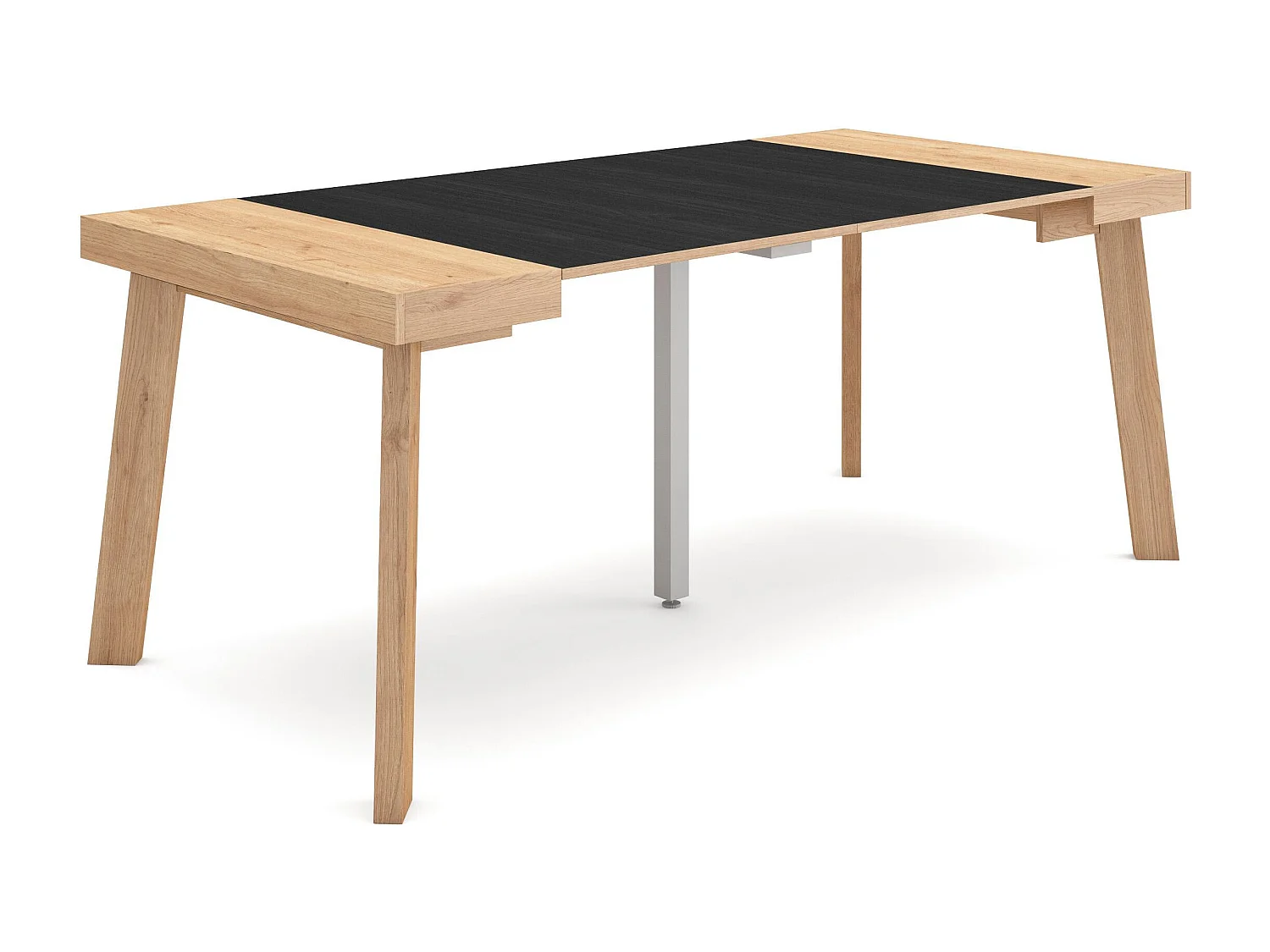 Ausziehbarertisch, 180x90x73cm, Für 8 Gäste, Hölzerne Beine, Eiche Schwarz