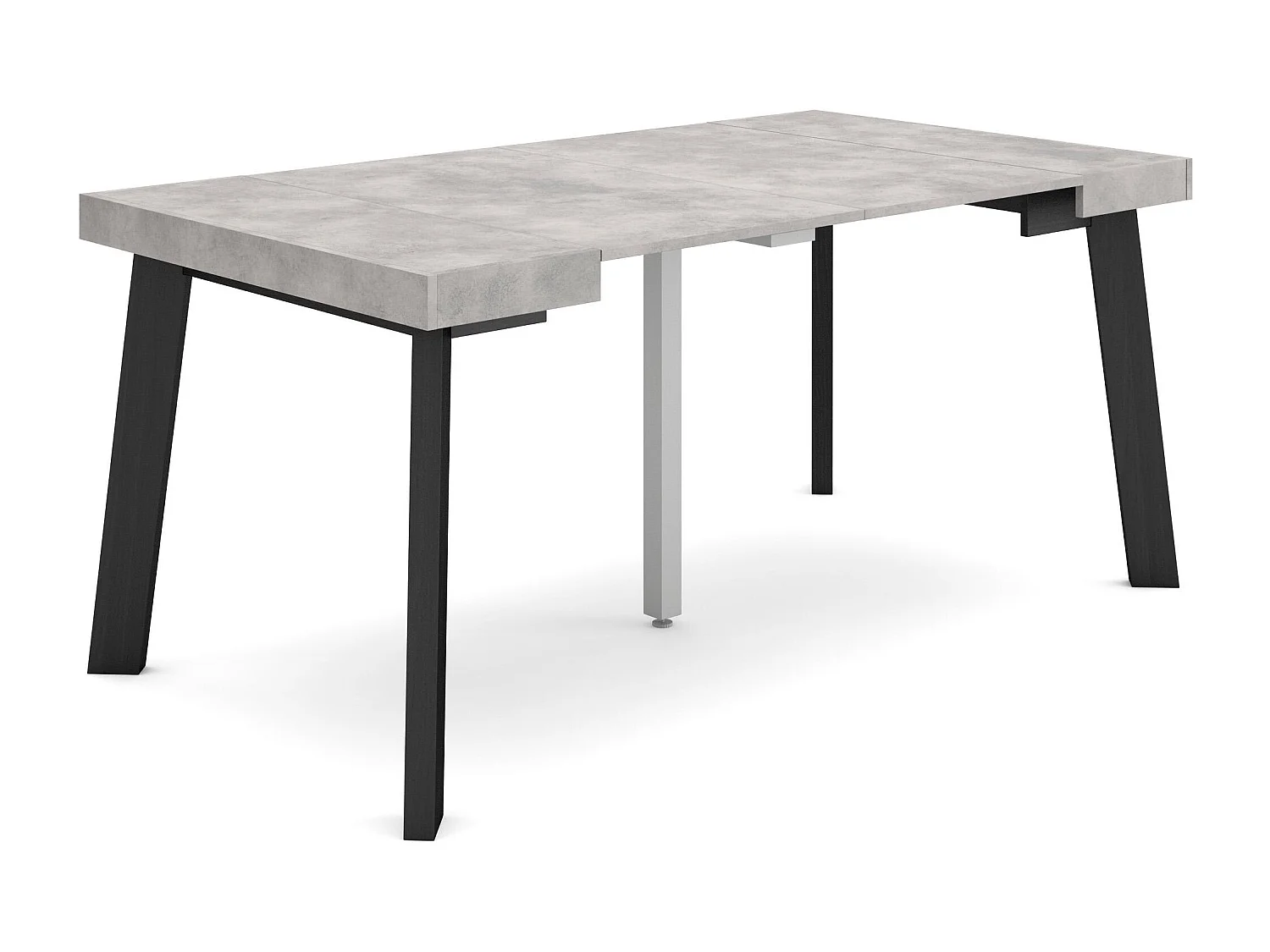 Ausziehbarertisch, 160x90x73cm, Für 8 Gäste, Hölzerne Beine, Zement