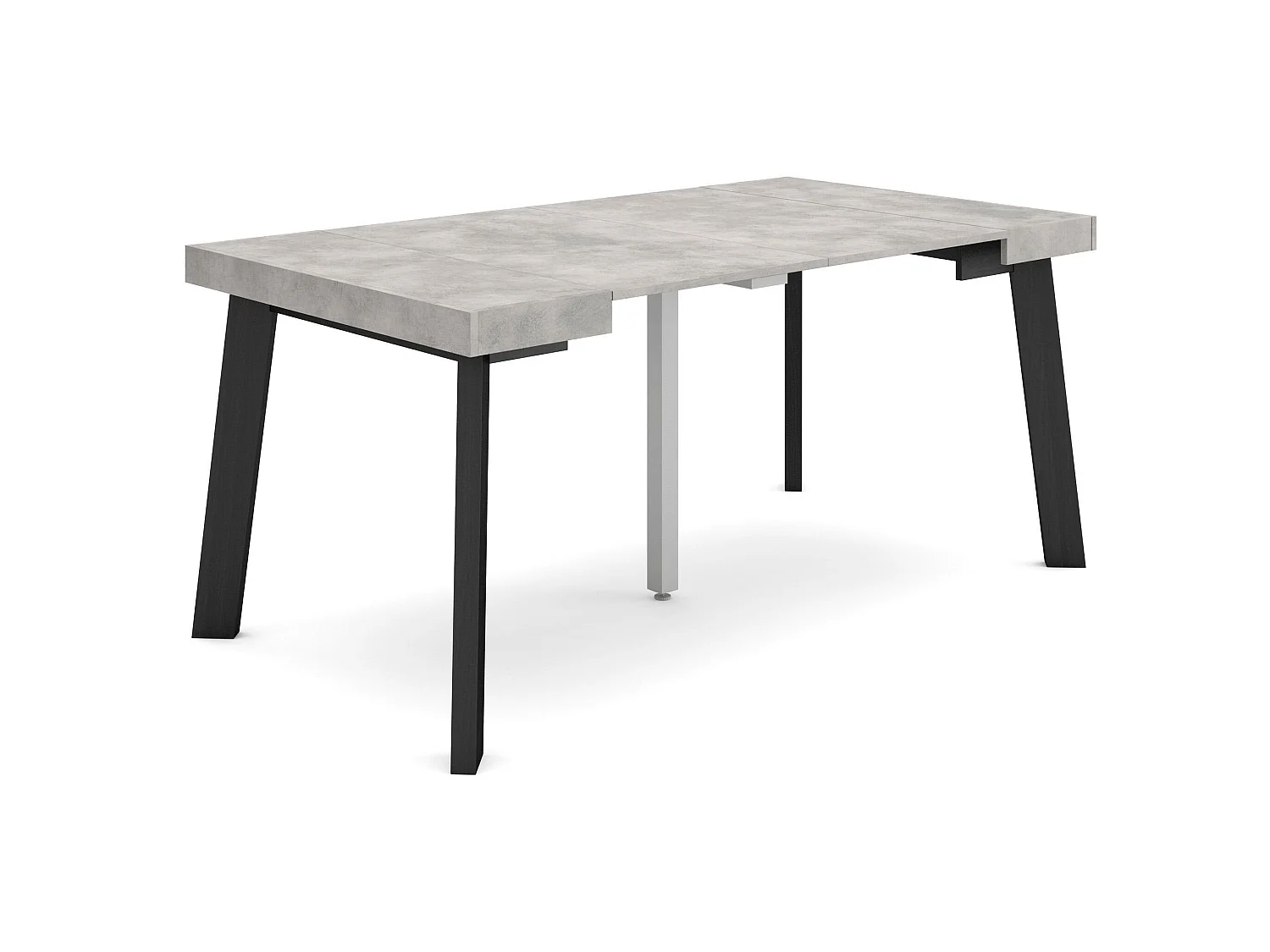 Table console extensible, 160x90x73cm, Pour 8 personnes, Pieds en bois, Ciment