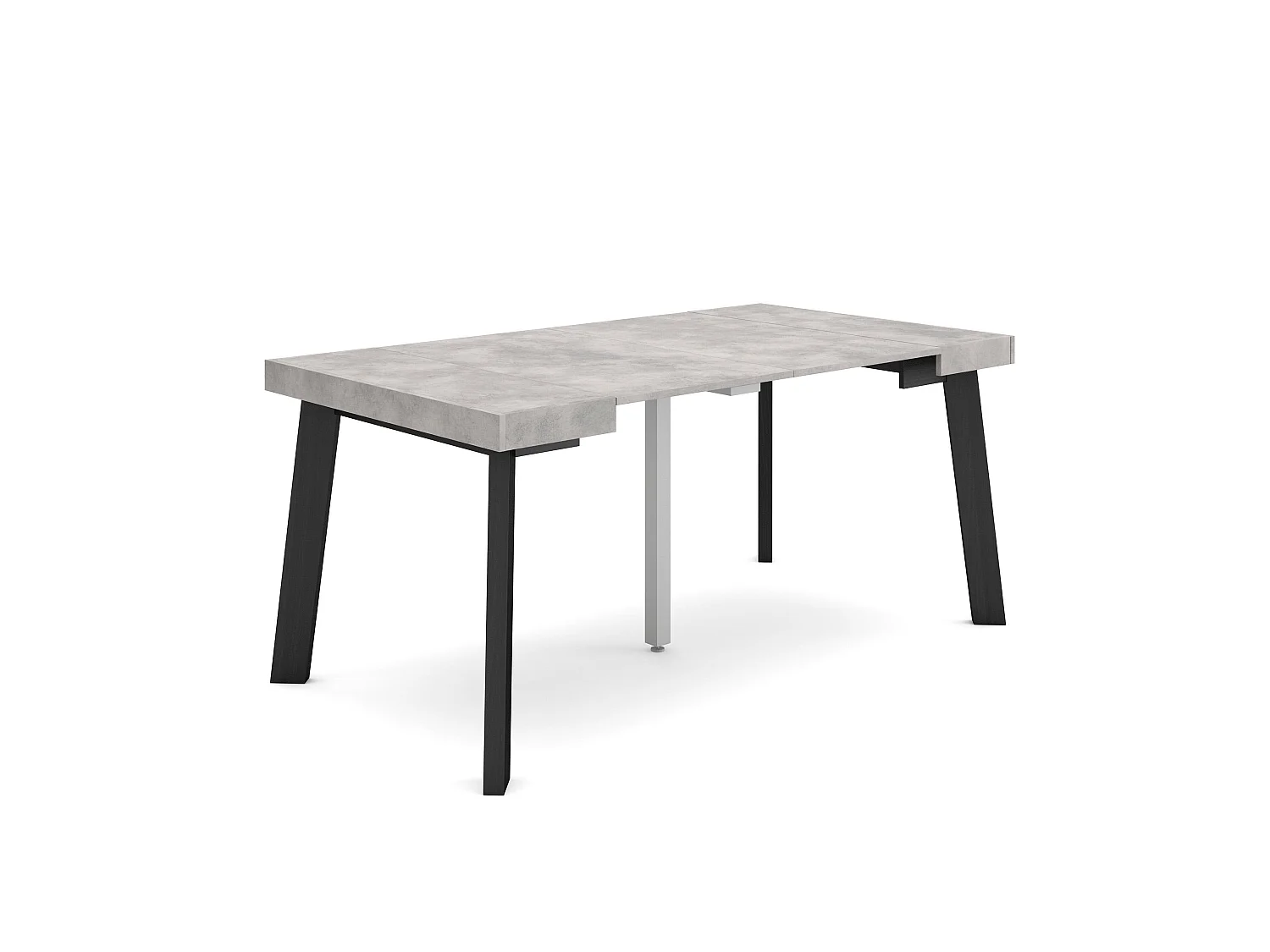 Uitschuifbare Consoletafel, 160x90x73cm, Voor 8 personen, Houten poten, Cement