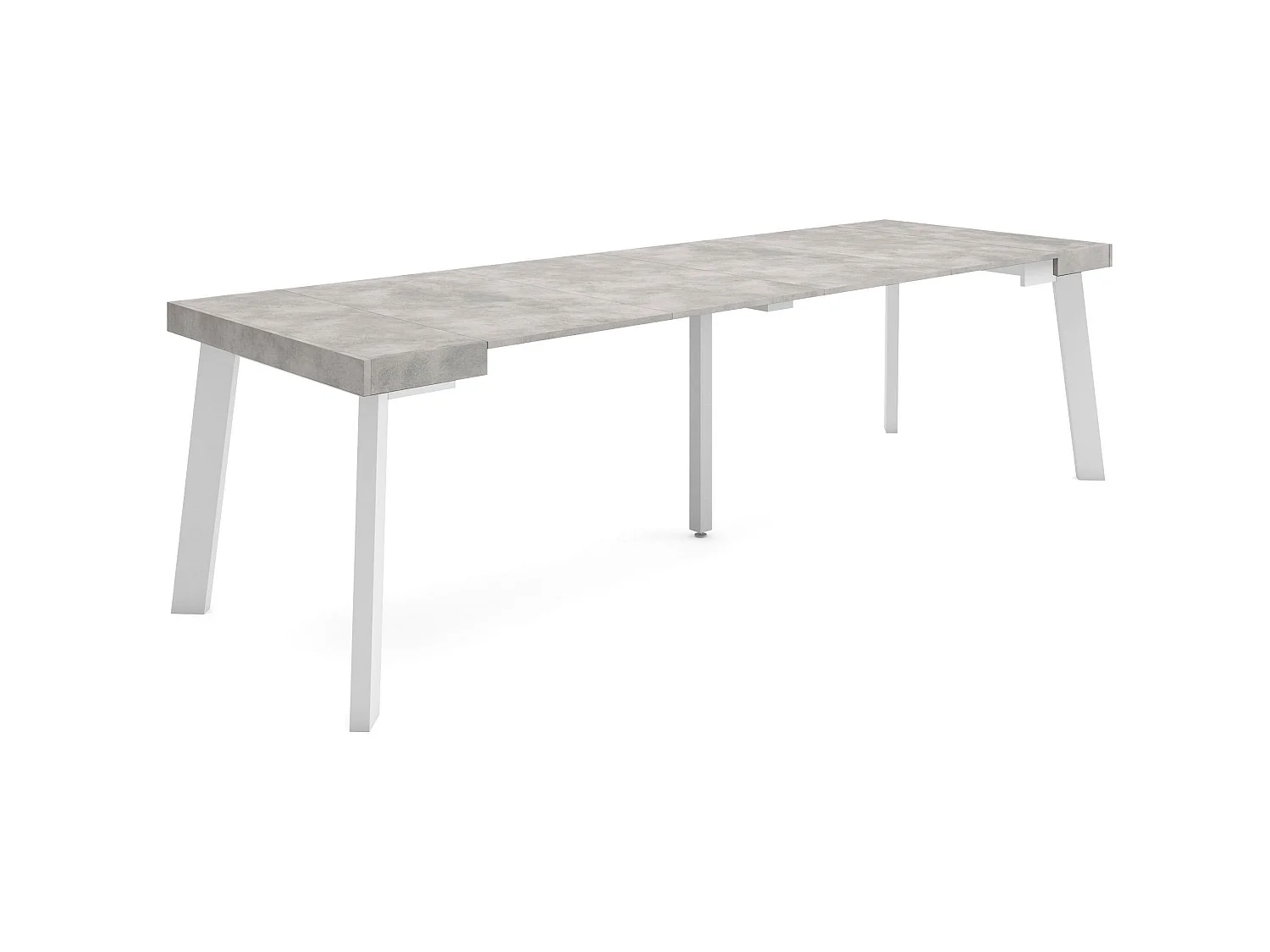 Table console extensible, 262x90x73cm, Pour 12 personnes, Pieds en bois, Ciment