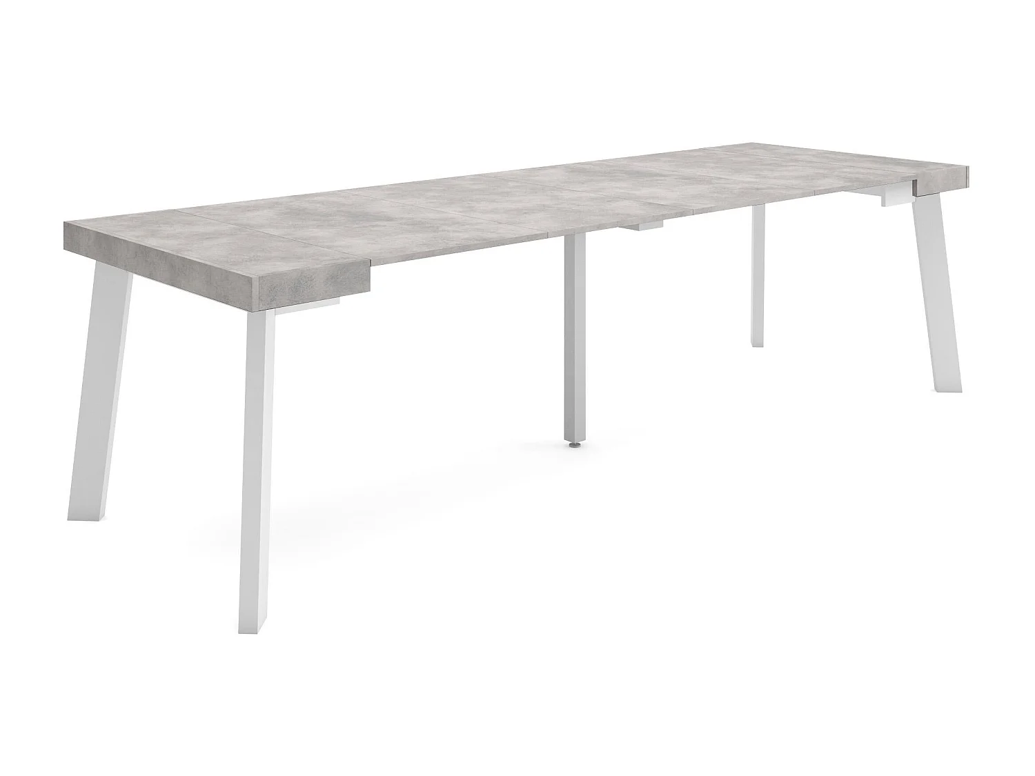 Uitschuifbare Consoletafel, 262x90x73cm, Voor 12 personen, Houten poten, Cement
