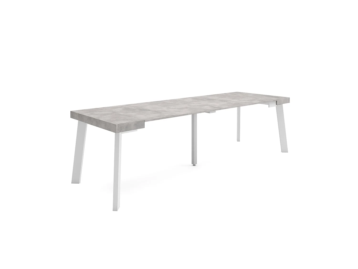 Table console extensible, 262x90x73cm, Pour 12 personnes, Pieds en bois, Ciment