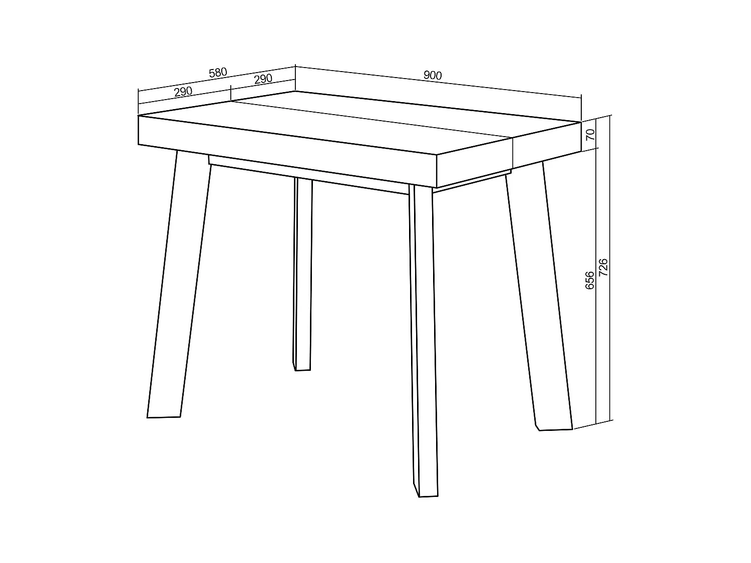 Uitschuifbare Consoletafel, 222x90x73cm, Voor 10 personen, Houten poten, Wit