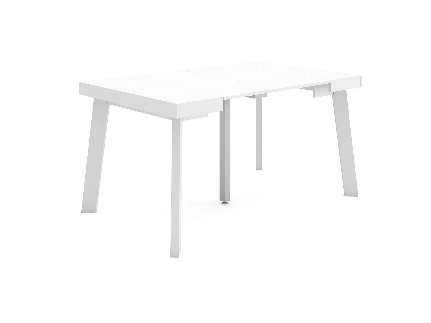 Uitschuifbare Consoletafel, 140x90x73cm, Voor 6 personen, Houten poten, Wit