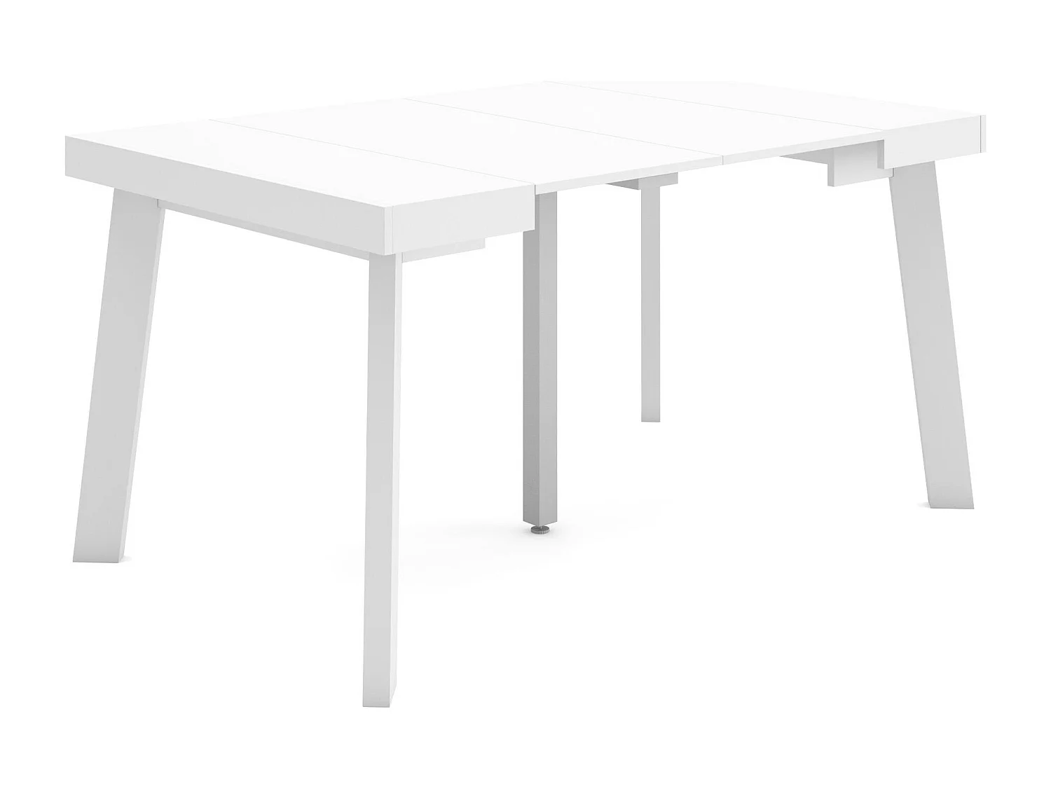 Table console extensible, 140x90x73cm, Pour 6 personnes, Pieds en bois, Blanc