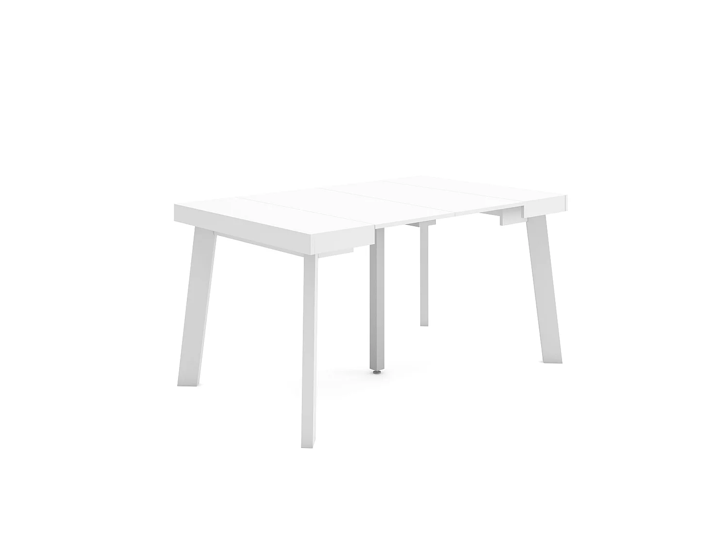 Table console extensible, 140x90x73cm, Pour 6 personnes, Pieds en bois, Blanc