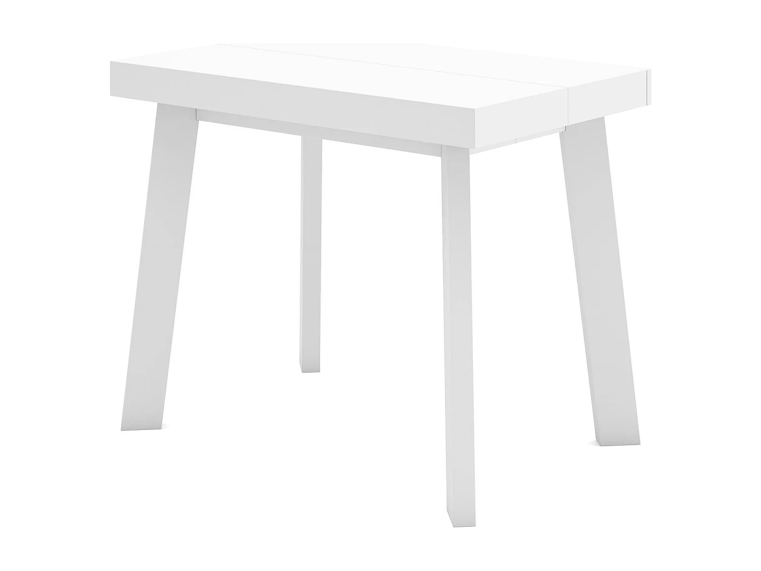 Table console extensible, 140x90x73cm, Pour 6 personnes, Pieds en bois, Blanc
