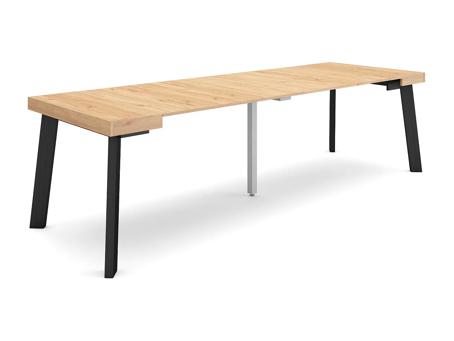 Ausziehbarertisch, 262x90x73cm, Für 12 Gäste, Hölzerne Beine, Eiche