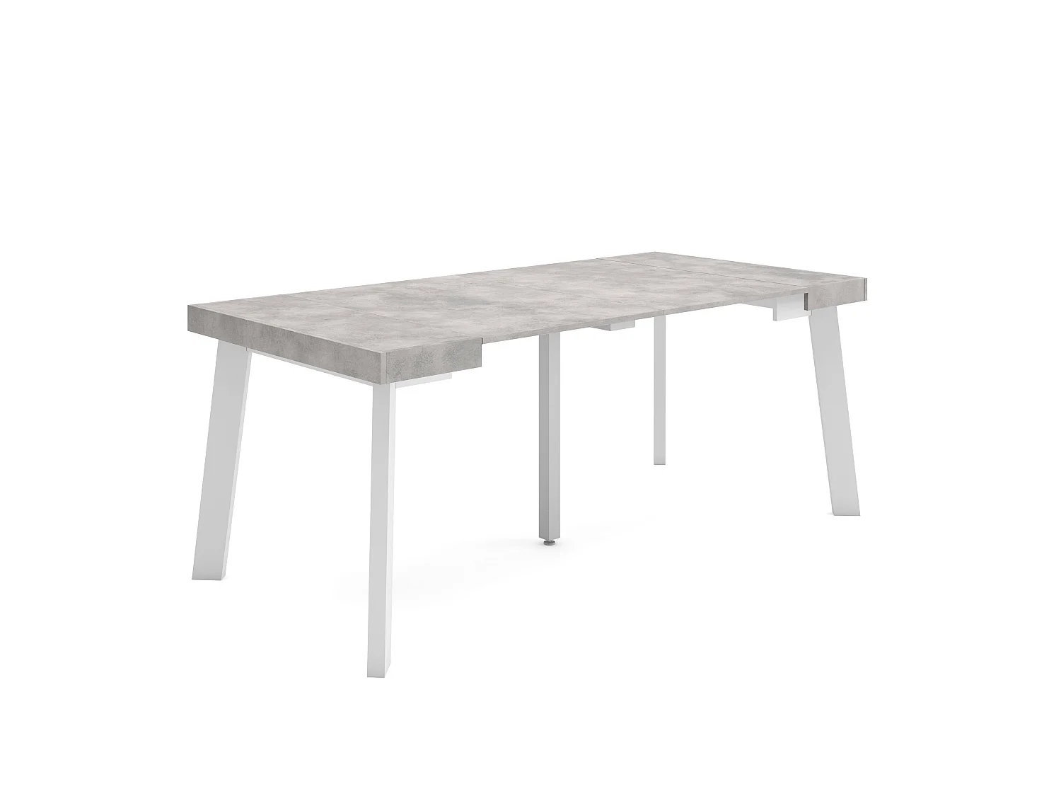 Table console extensible, 180x90x73cm, Pour 8 personnes, Pieds en bois, Ciment