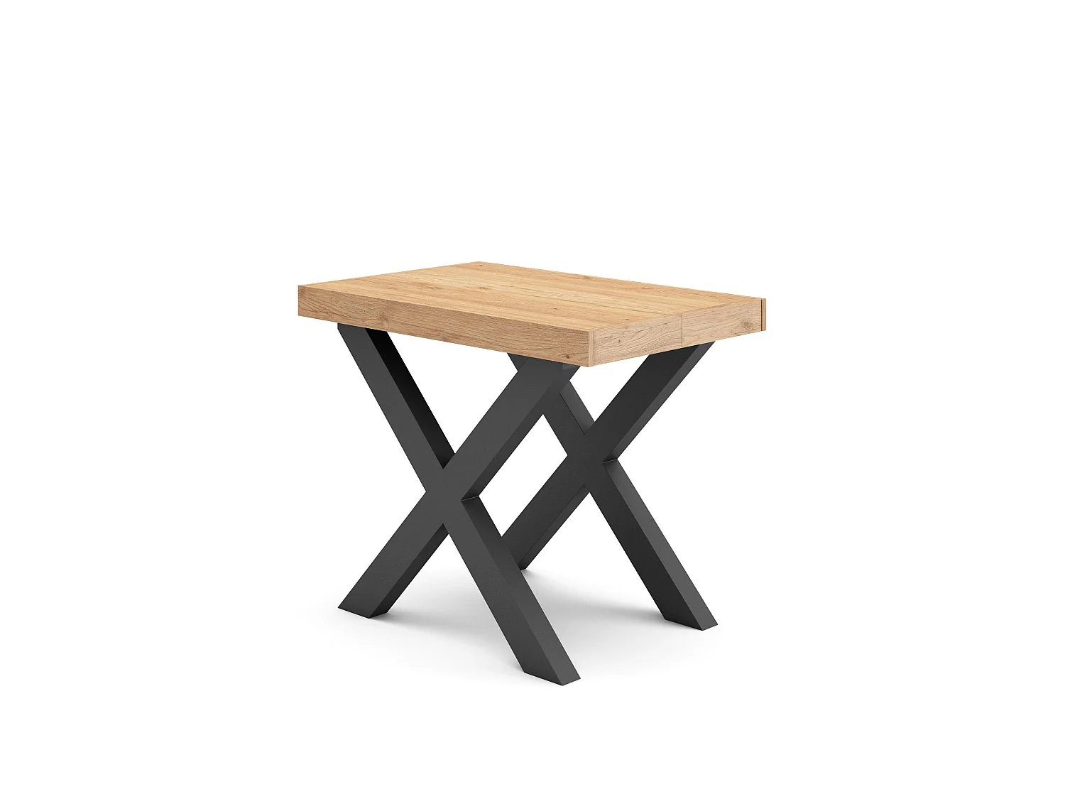 Table console extensible, 222x90x73cm, Pour 10 personnes, Pieds bois massif, Chêne