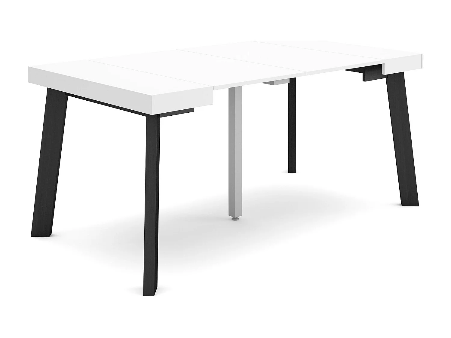 Ausziehbarertisch, 160x90x73cm, Für 8 Gäste, Hölzerne Beine, Weiß