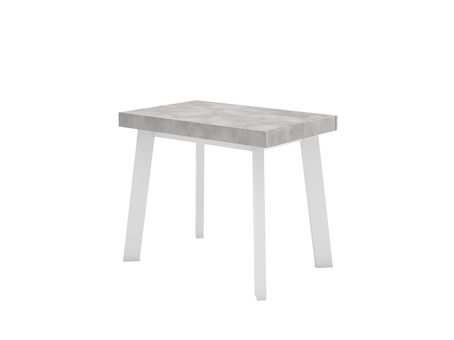 Table console extensible, 140x90x73cm, Pour 6 personnes, Pieds en bois, Blanc et ciment