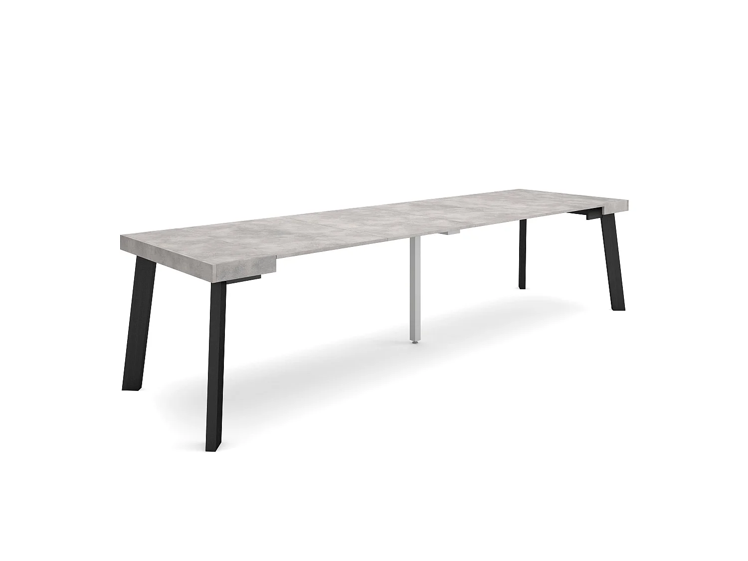 Ausziehbarertisch, 302x90x73cm, Für 14 Gäste, Hölzerne Beine, Zement