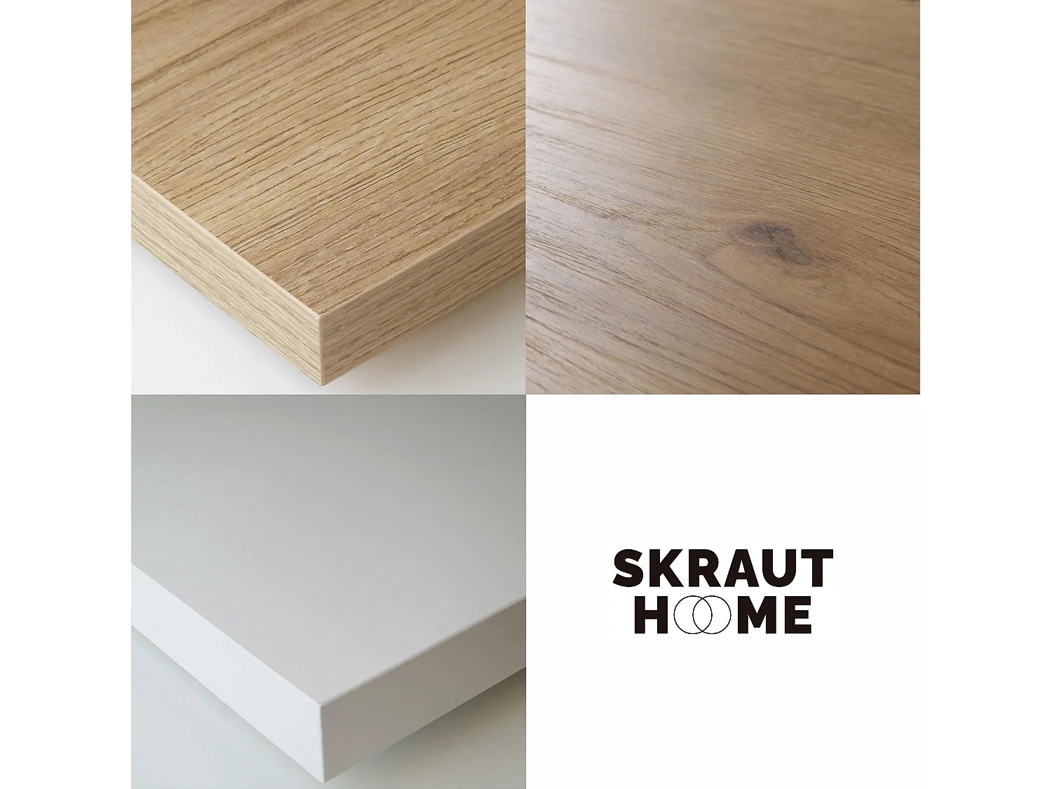 Ausziehbarertisch, 180x90x73cm, Für 8 Gäste, Hölzerne Beine, Eiche und weiß