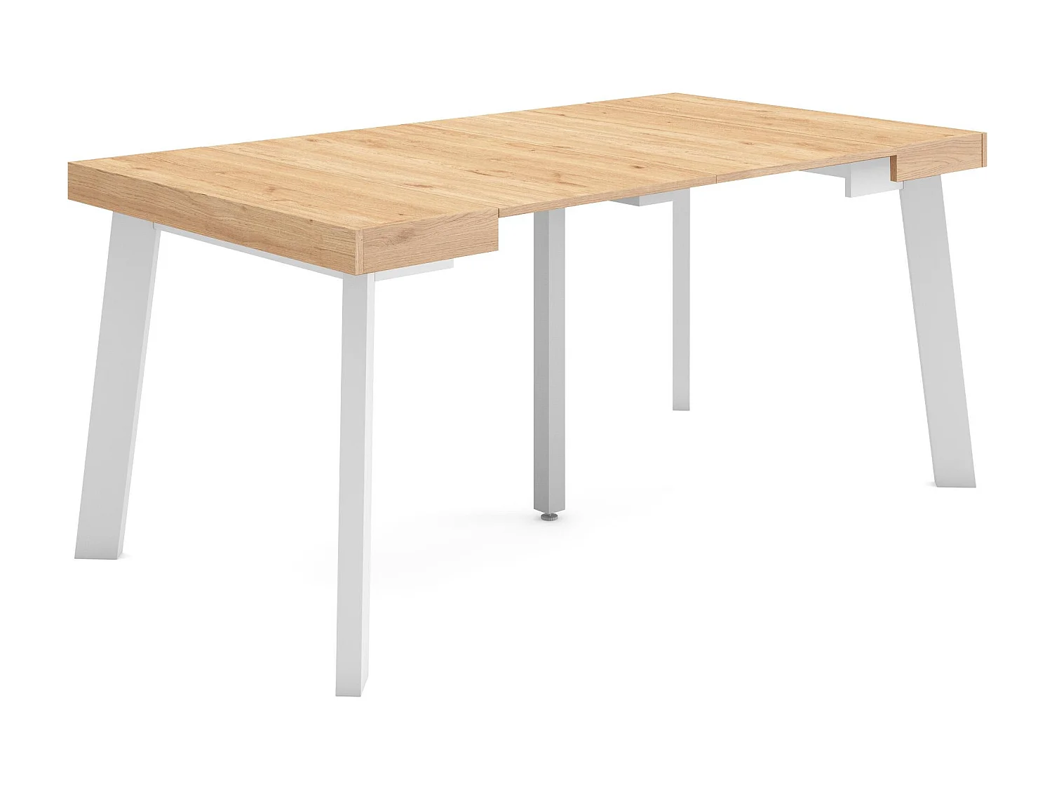 Uitschuifbare Consoletafel, 160x90x73cm, Voor 8 personen, Houten poten, Eiken