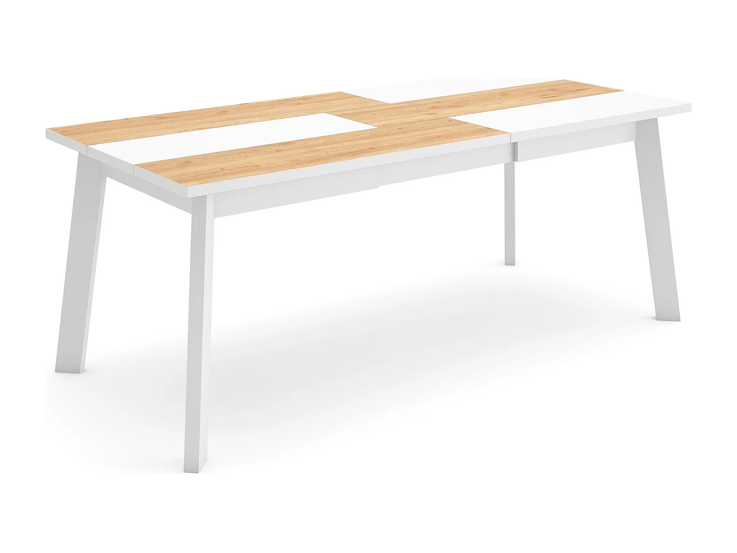 Eettafel, 194x90x75cm, Voor 10 personen, Houten poten, Eiken/Wit