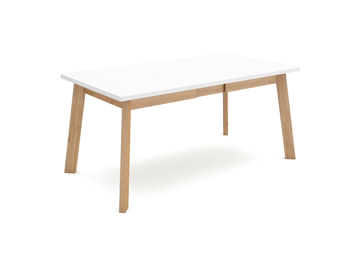 Table à manger, 167x90x75cm, Pour 8 personnes, Pieds en bois, Blanc