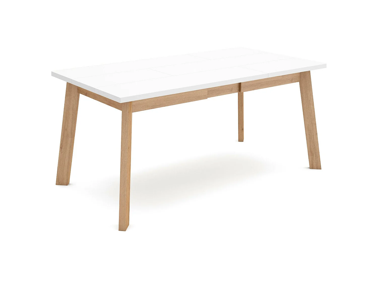 Table à manger, 167x90x75cm, Pour 8 personnes, Pieds en bois, Blanc