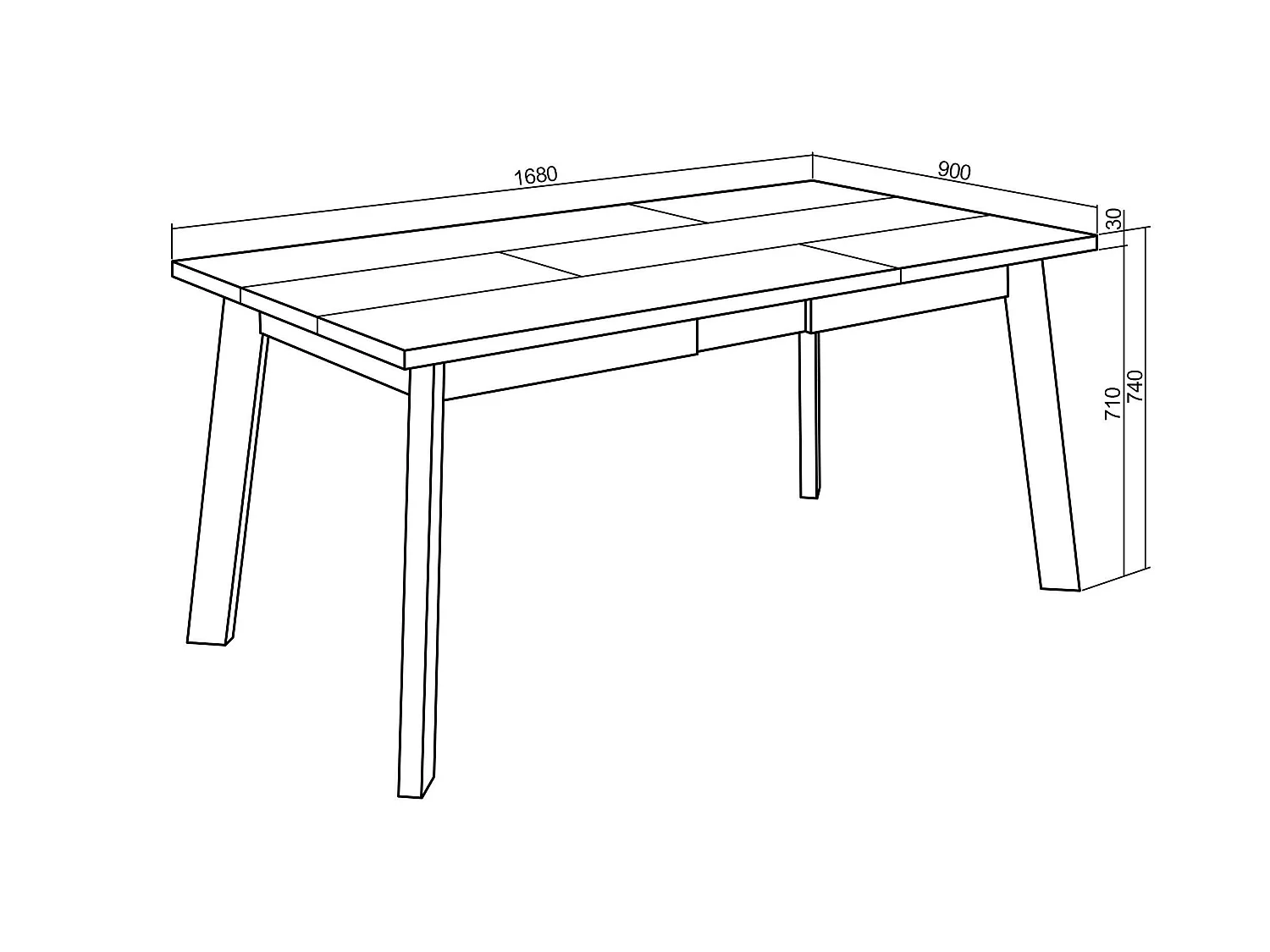 Table à manger, 167x90x75cm, Pour 8 personnes, Pieds en bois, Blanc