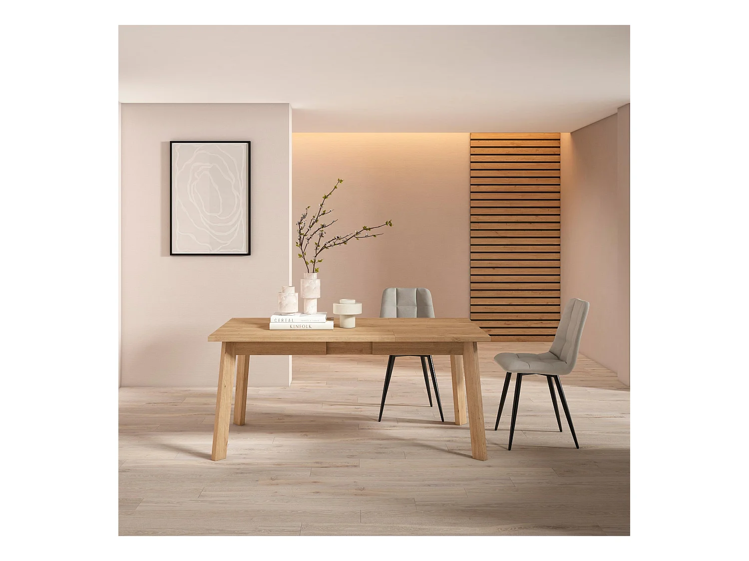 Tavolo da Pranzo, 167x90x75cm, Per 8 persone, Gambe in legno, Rovere