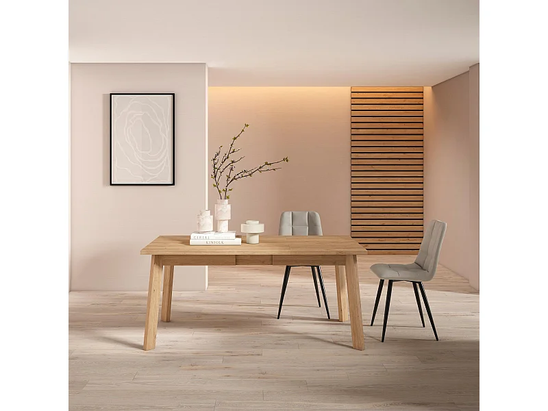 Mesa Comedor, 170x90x75cm, Para 8 Comensales, Patas de madera, Roble