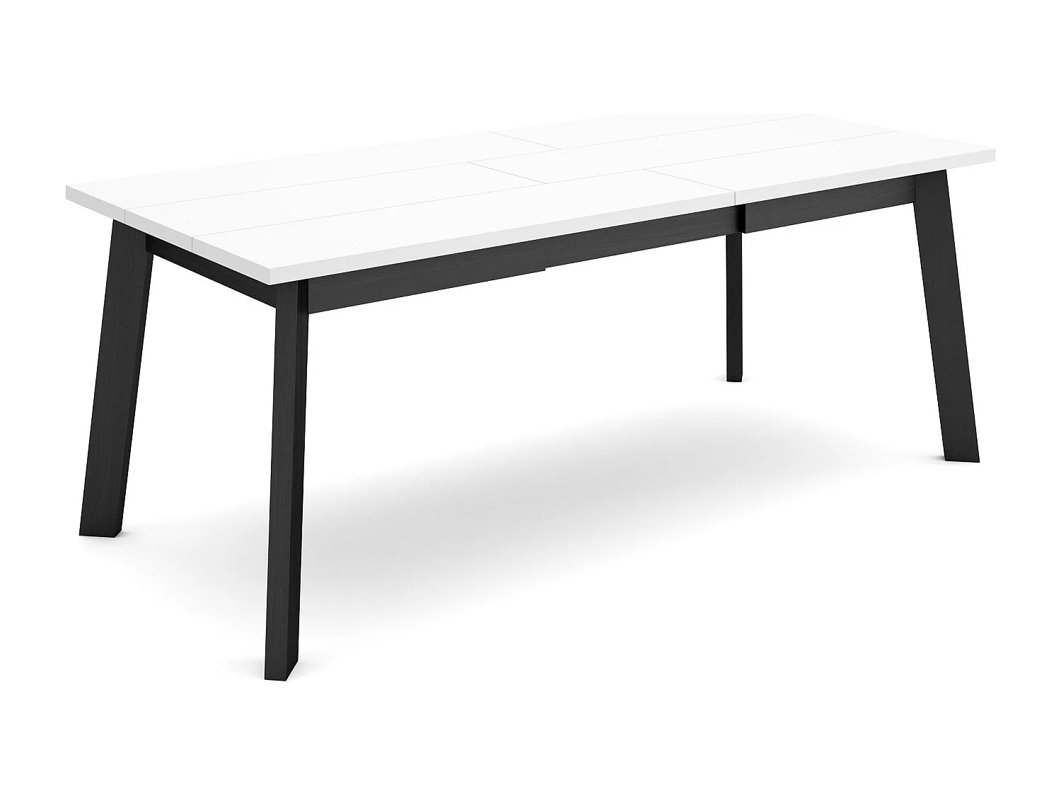 Table à manger, 194x90x75cm, Pour 10 personnes, Pieds en bois, Blanc