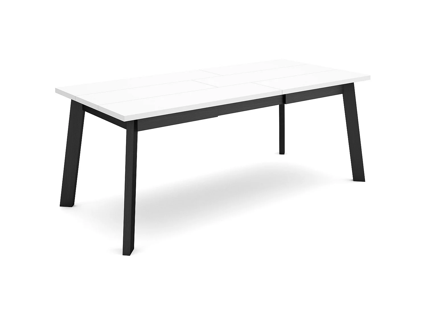 Table à manger, 194x90x75cm, Pour 10 personnes, Pieds en bois, Blanc