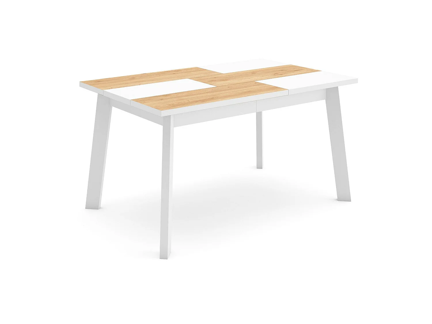 Eettafel, 140, Voor 6 personen, Houten poten, Eiken/Wit