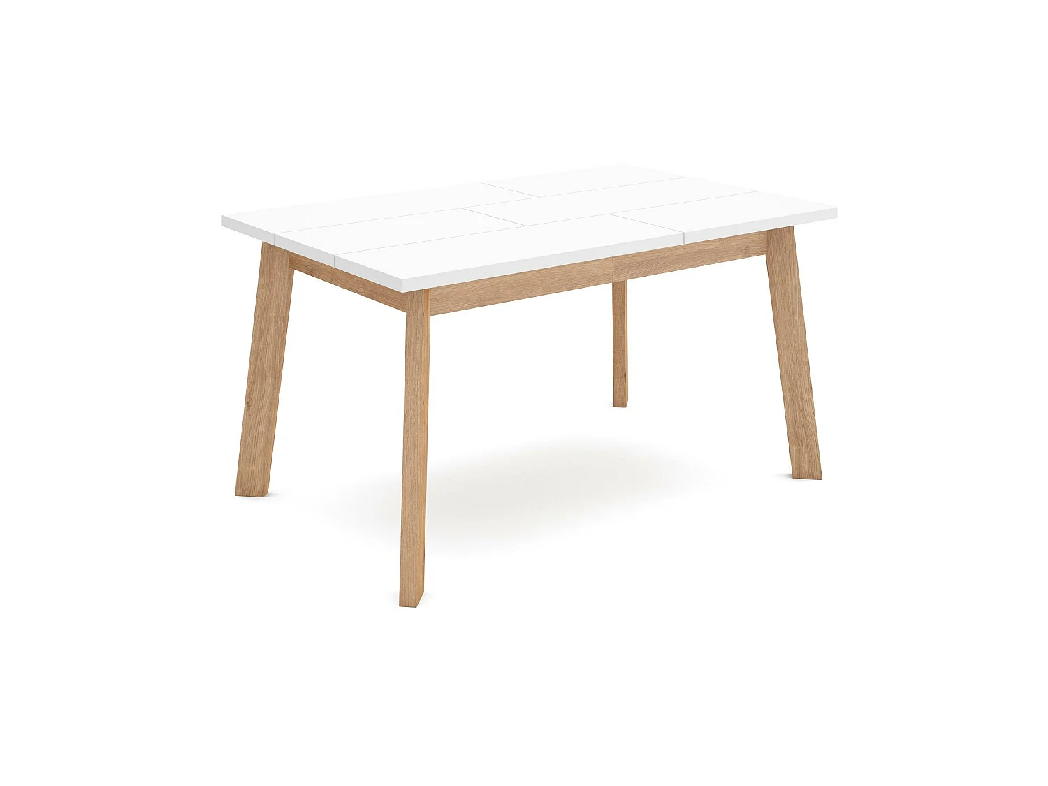 Eettafel, 140x90x75cm, Voor 6 personen, Houten poten, Wit