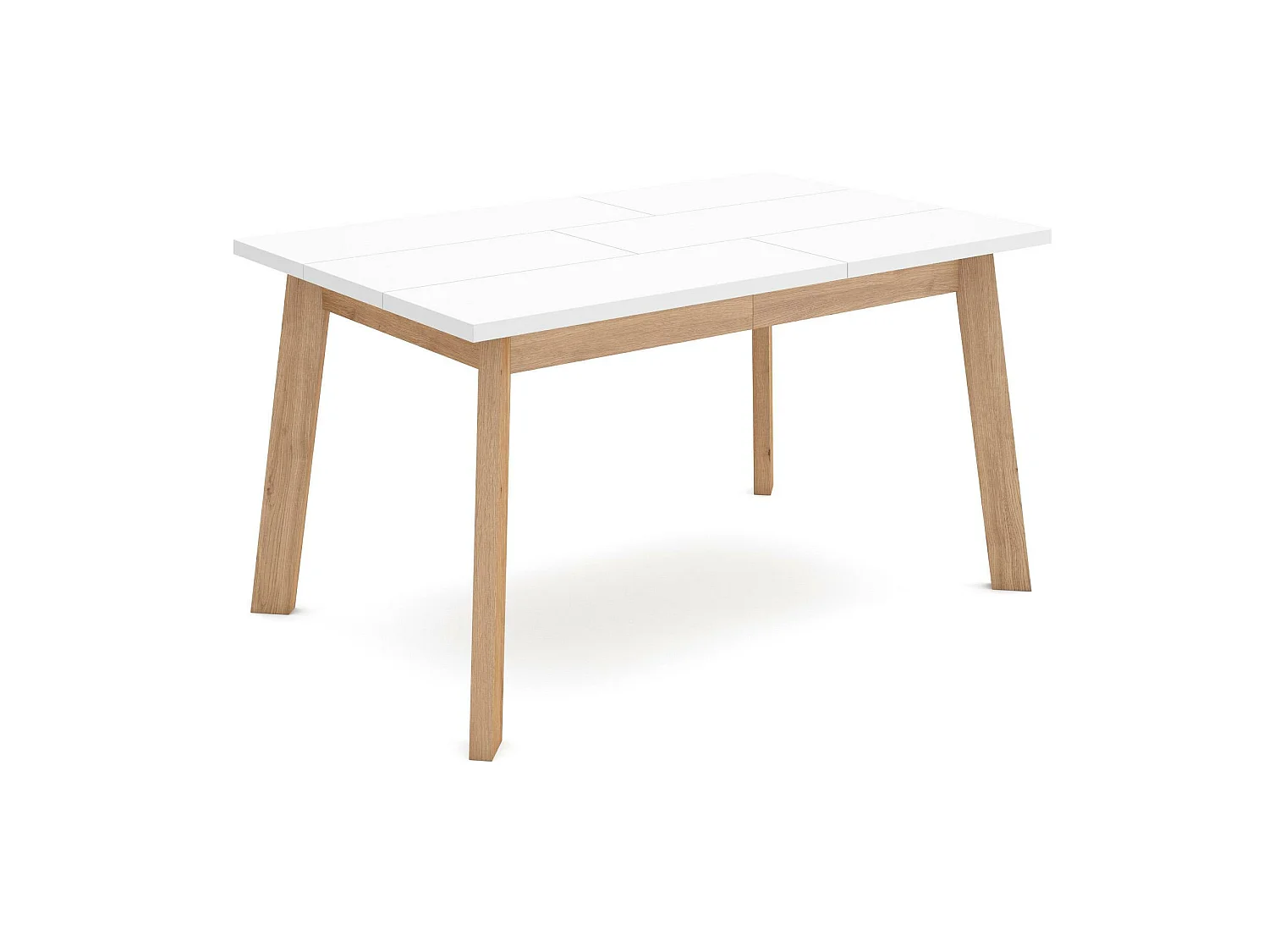 Table à manger, 140x90x75cm, Pour 6 personnes, Pieds en bois, Blanc