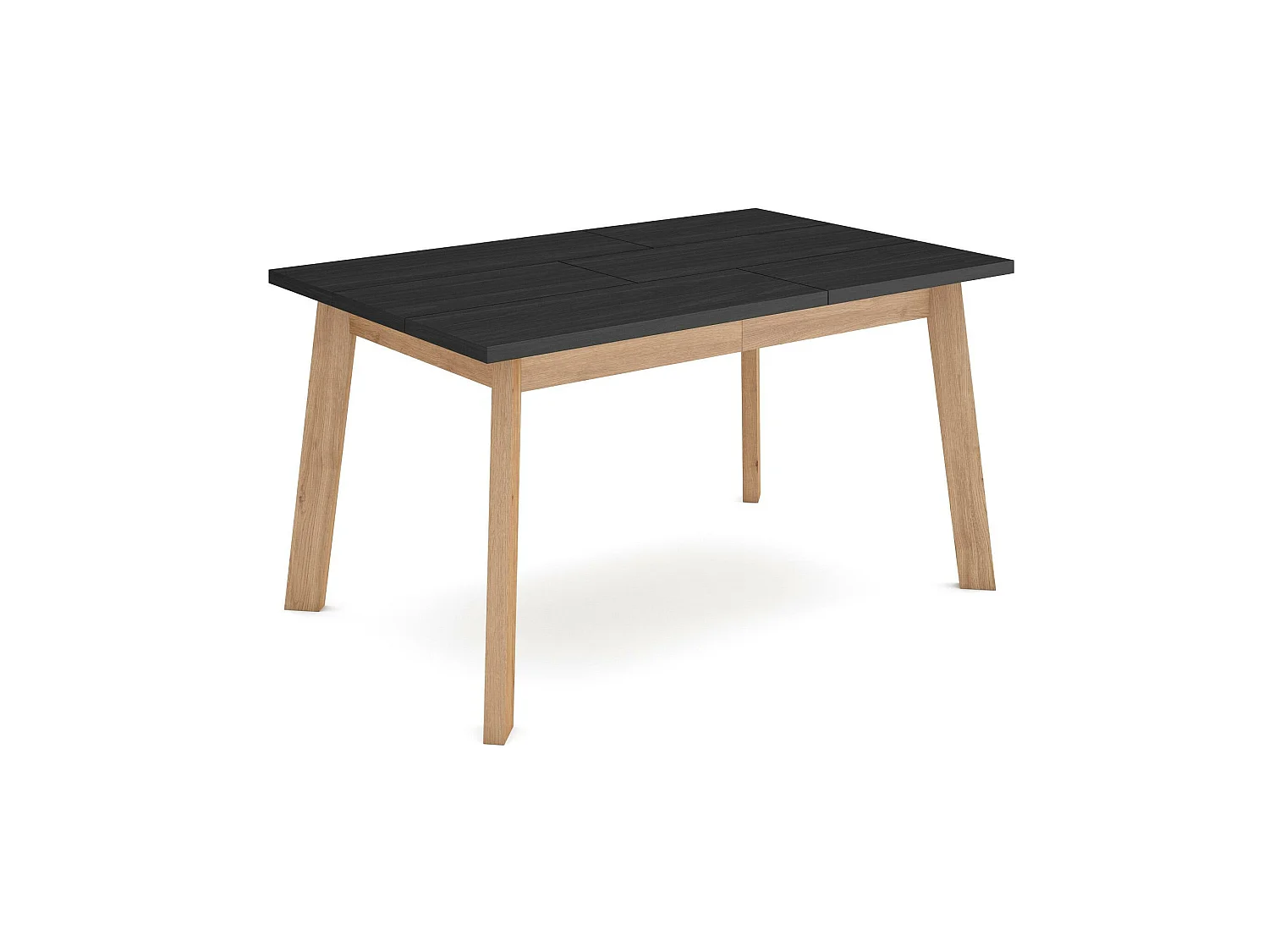 Table à manger, 140x90x75cm, Pour 6 personnes, Pieds en bois, Chêne et noir