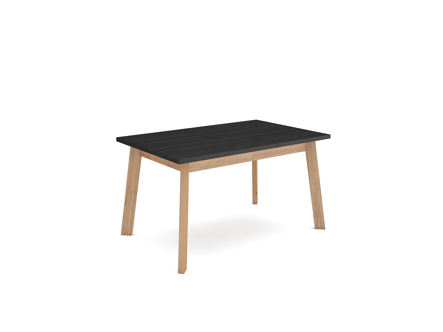 Eettafel, 140x90x75cm, Voor 6 personen, Houten poten, Eiken/Zwart