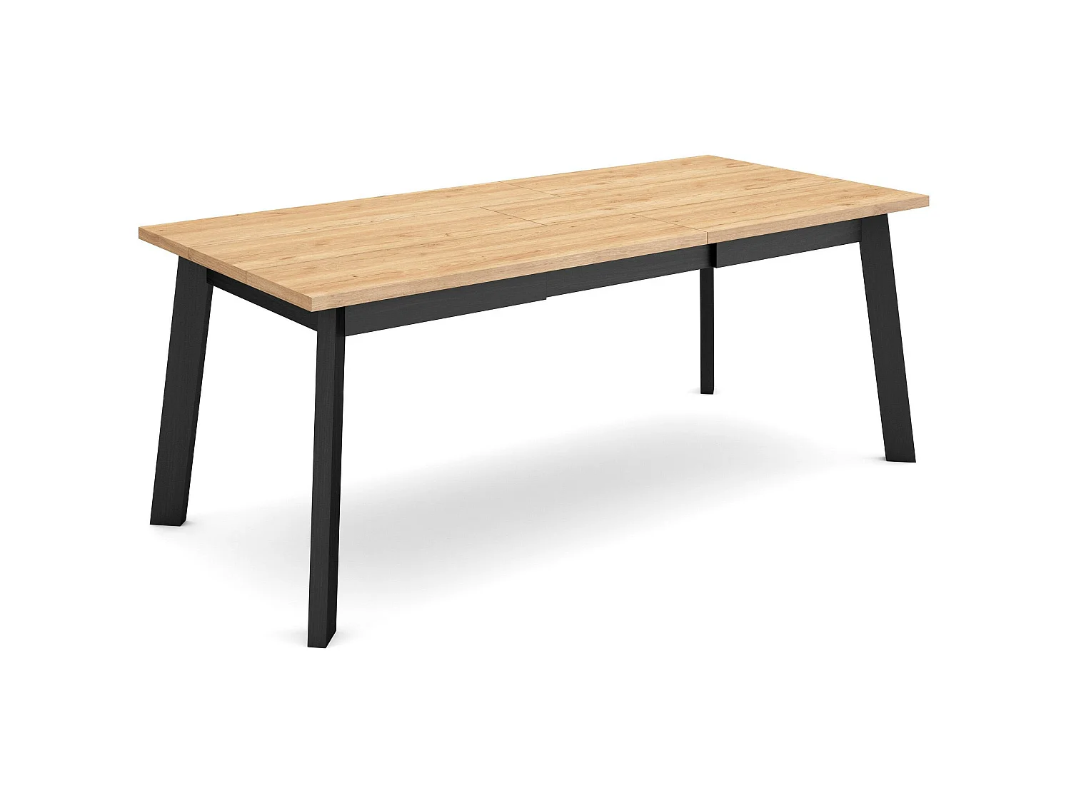 Table à manger, 194x90x75cm, Pour 10 personnes, Pieds en bois, Chêne et noir