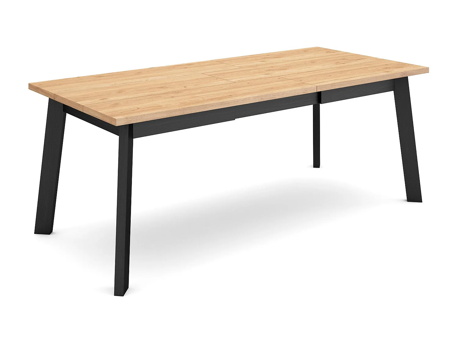 Eettafel, 194x90x75cm, Voor 10 personen, Houten poten, Eiken/Zwart