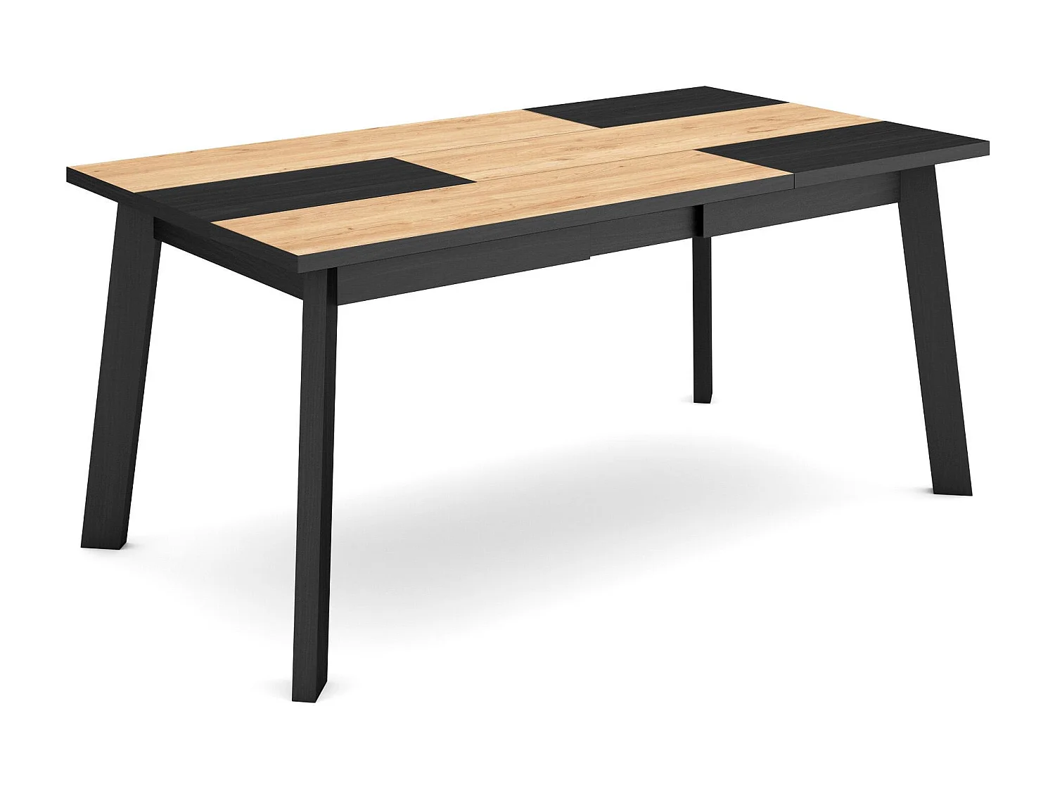 Eettafel, 167x90x75cm, Voor 8 personen, Houten poten, Eiken/Zwart